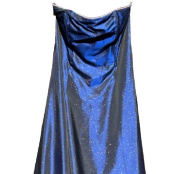 Jessica McClintock GUNNE SAX Midnight Blue Rhinestn Trim Formal Gown Vintage 11 - Picture 1 of 14